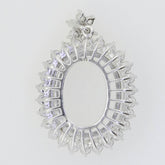 Sterling Silver Semi Mount Pendant Setting Oval OV 15x11mm Halo W/ Topaz - Syzjewelry